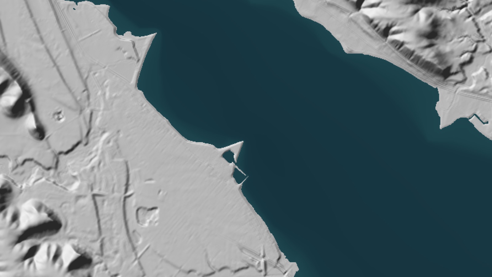 The same relief with Lake Pepin filled in, darker where it is deeper